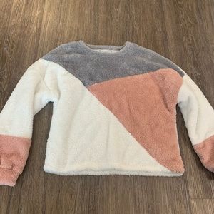 Color block fuzzy sweater